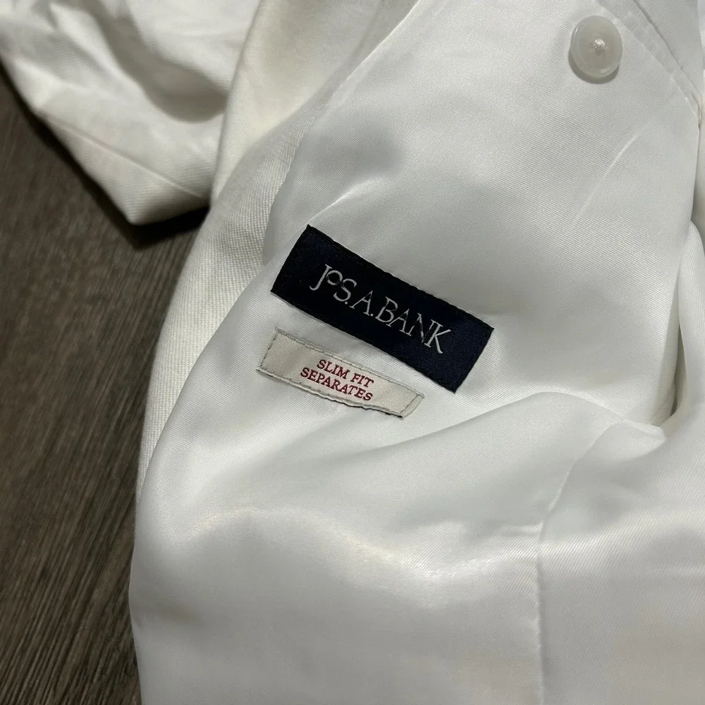 Jos A Bank Suit Set 41R 30x30 White Linen Cotton Slim Fit Separates NEW NWT